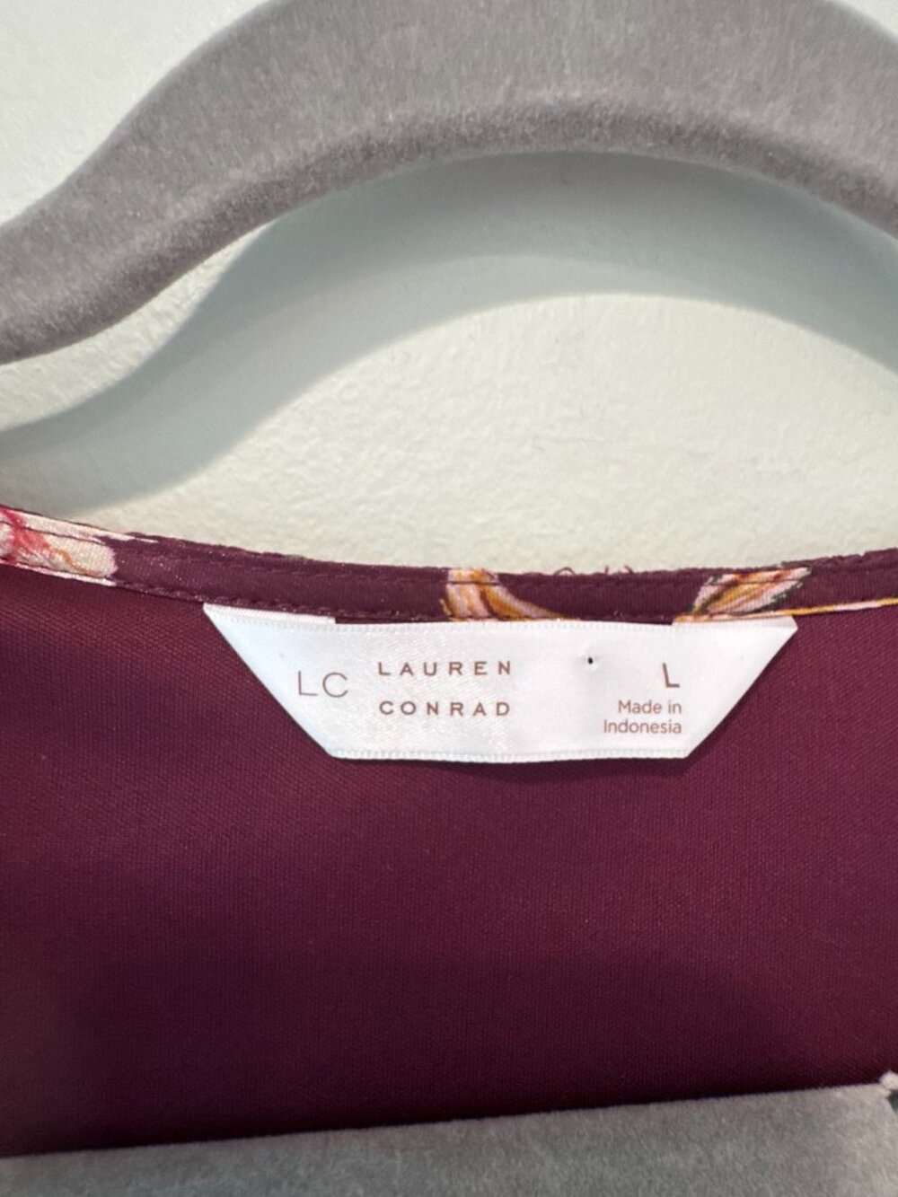 NWT LC Lauren Conrad Floral High-Low Wrap Dress β Burgundy β Size L πΈπ₯ - Picture 11 of 13